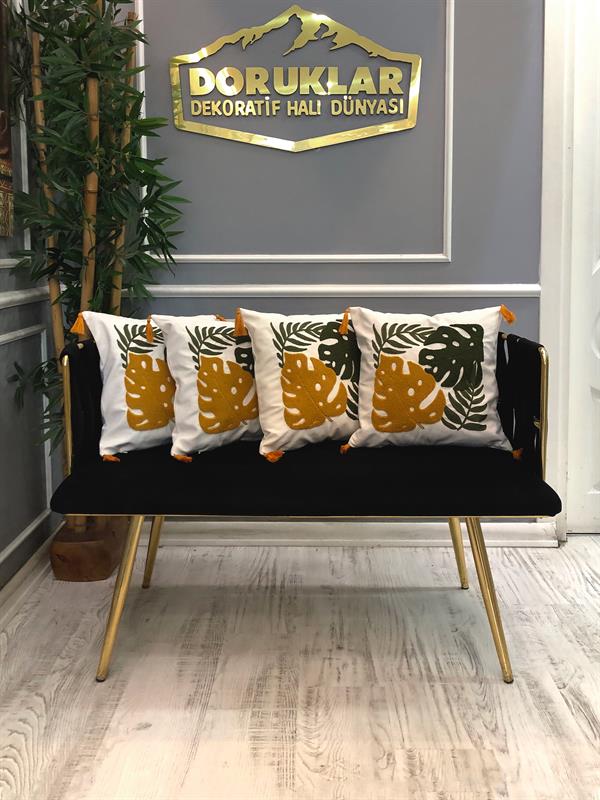 Nakışlı Püsküllü Dekoratif Kırlent Kılıfı Takımı 43x43cm 4 Parça NKK004