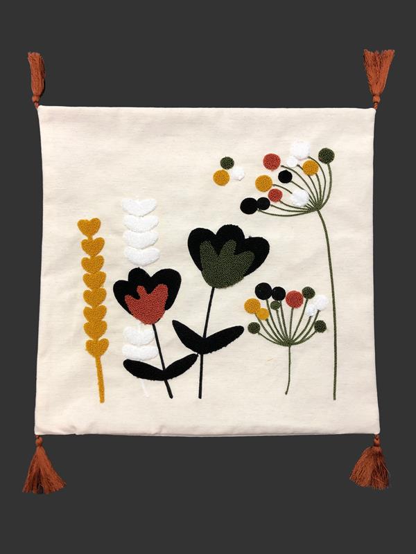 Nakışlı Püsküllü Dekoratif Kırlent Kılıfı Takımı 43x43cm 4 Parça NKK003