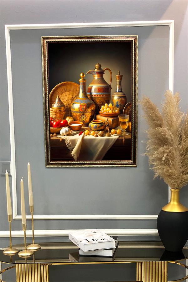 Natürmort Desenli Çerçeveli Duvar Tablosu 50x70cm NAT01