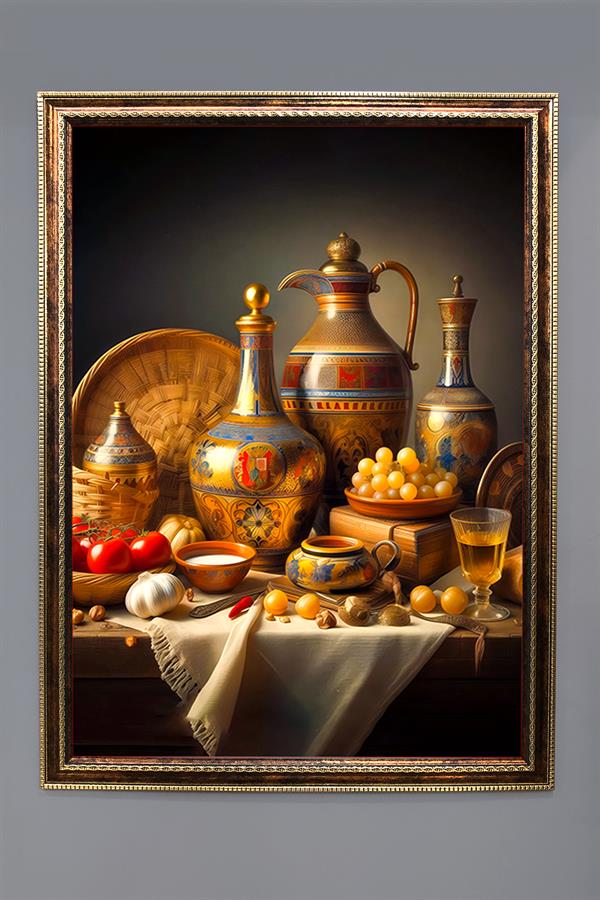 Natürmort Desenli Çerçeveli Duvar Tablosu 50x70cm NAT01