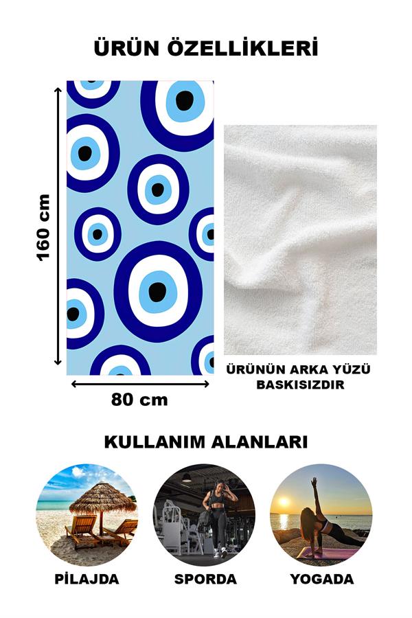 Nazar Boncuğu Desenli Plaj Deniz Havlusu Peştemal 80x160 CM VTA38