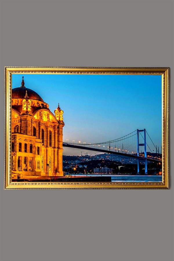 Ortaköy Camii ve Boğaz Manzara Desenli Çerçeveli Duvar Tablosu 50x70cm İstanbul10