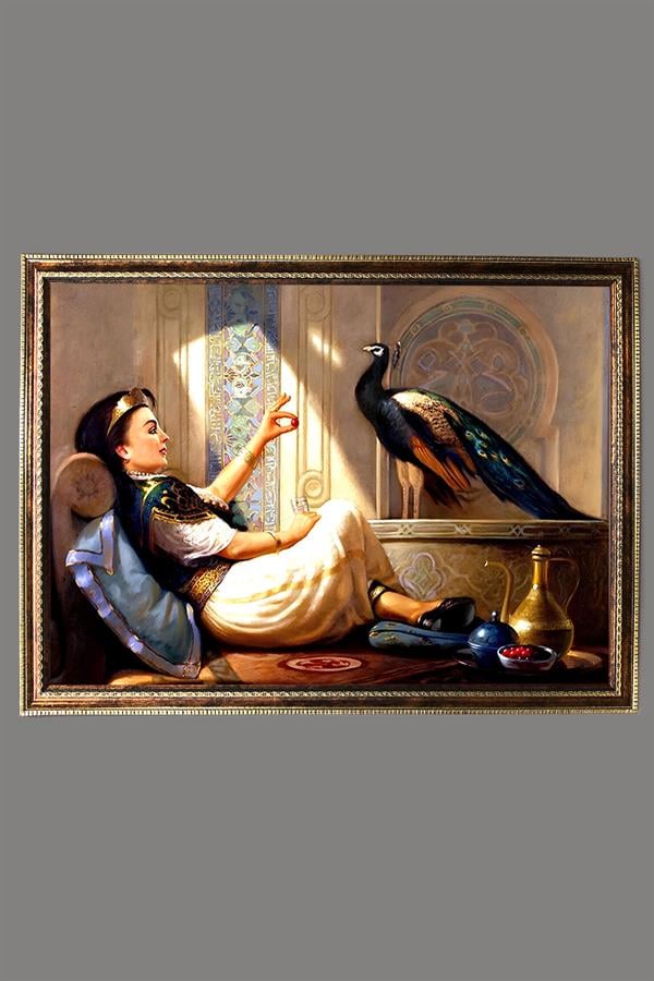 Prenses ve Tavus Kuşu Tablosu Portresi 50x70CM