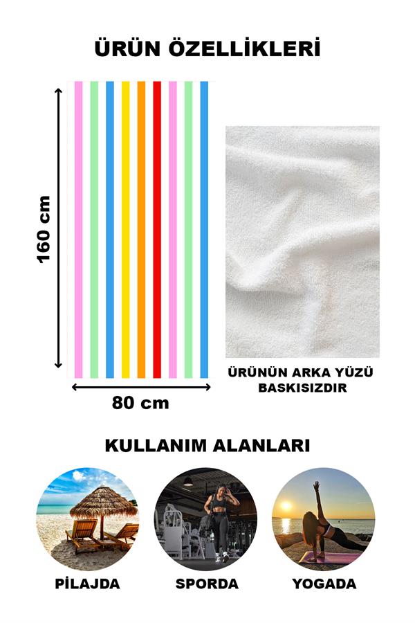 Renk Şerit Desenli Plaj Deniz Havlusu Peştemal 80x160 CM SPC02
