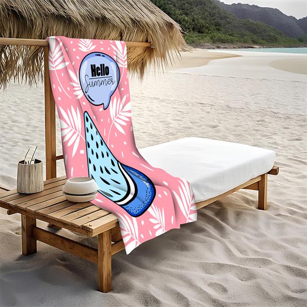 Renkli Hello Summer Desenli Plaj Deniz Havlusu Peştemal 80x160 CM SPC11