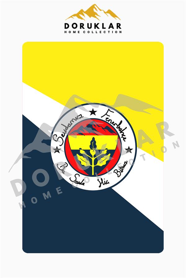 Sarı ve Lacivert Sportif  Süngerli Kaymaz Dot Taban Dijital Baskı Halı H0839