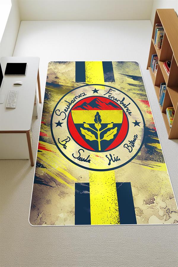 Sportif Desenli Süngerli Kaymaz Dot Taban Dijital Baskı Halı H0840