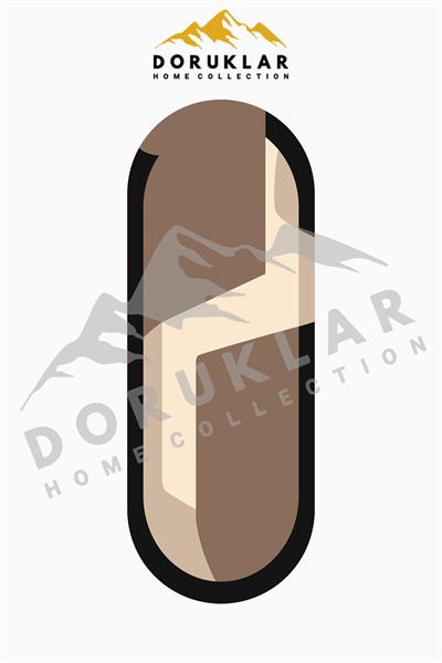  Modern Desenli Oval Süngerli Kaymaz Dot Taban Dijital Baskı Halı H1061