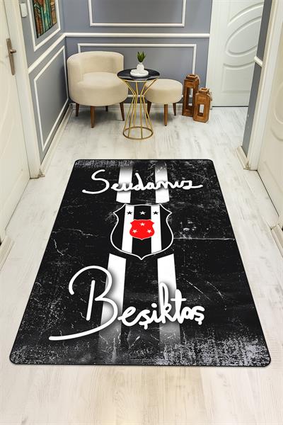  Sportif Desenli Süngerli Kaymaz Dot Taban Dijital Baskı Halı H0841