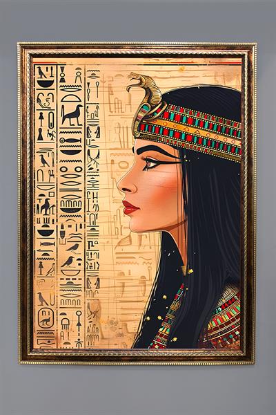Antik Mısır Desenli Çerçeveli Duvar Tablosu 50x70cm MISIR10