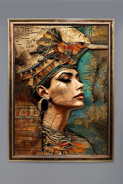 Antik Mısır Desenli Çerçeveli Duvar Tablosu 50x70cm MISIR12