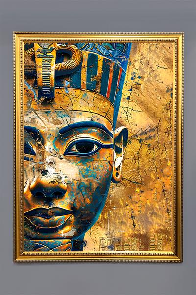 Antik Mısır Desenli Çerçeveli Duvar Tablosu 50x70cm MISIR03