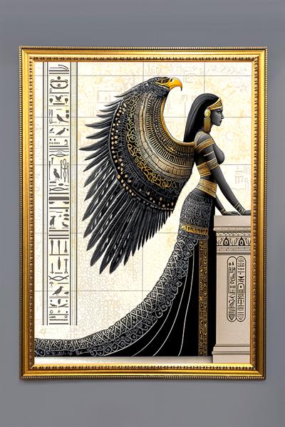 Antik Mısır Desenli Çerçeveli Duvar Tablosu 50x70cm MISIR05