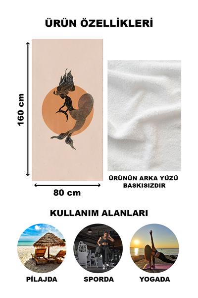 Astroloji Balık Burcu Desenli Plaj Deniz Havlusu Peştamal 80x160 CM AST15
