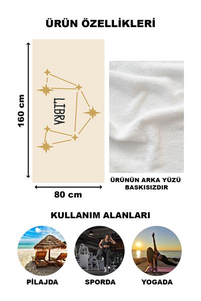 Astroloji Terazi Burcu Yıldız Haritası Desenli Plaj Deniz Havlusu Peştamal 80x160 CM AST06