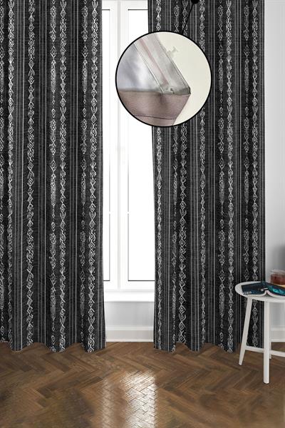 Blackout Karartma Yüksek Kalite Modern Desenli 2 Kanat Fon Perde 140 x 270 Nes Serisi Nes25