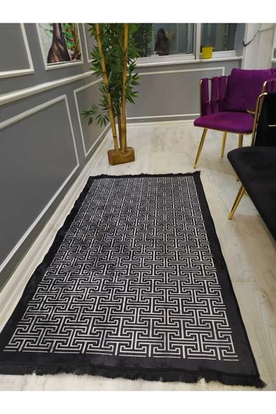 Çerçeveli Dekoratif Desenli Kaymaz Tabanlı Yıkanabilir Leke Tutmaz Dokuma Taban Halı Drk8073-8