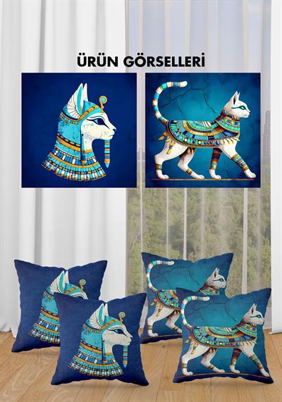 Çift Taraf Baskılı Parlak Kadife Kumaş  Modern Desen 4 adet Kırlent Kılıf Seti RES03