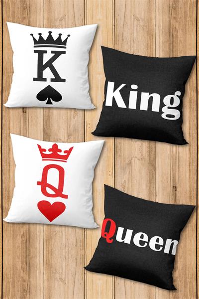 Çift Taraf Baskılı Parlak Kadife Kumaş  Modern Desen 4 adet Kırlent Kılıf Seti RES10