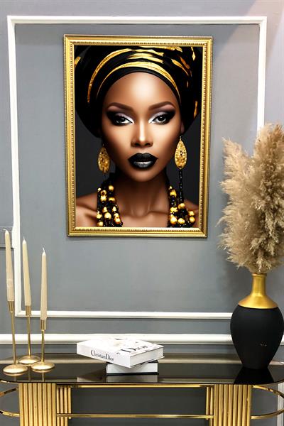 Dekoratif Afrikalı Kadın Desenli Modern Tablo 50x70 CM