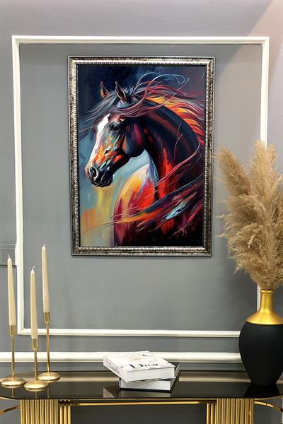 Dekoratif At Desenli Modern Tablo 50x70 CM