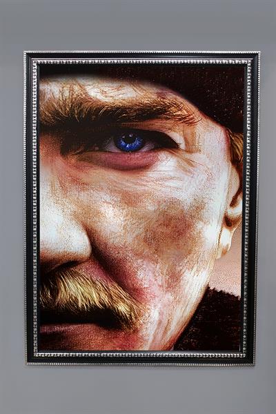 Dekoratif Modern Atatürk Desenli Çerçeveli Tablo Duvar Tablosu 50x70cm ATA05