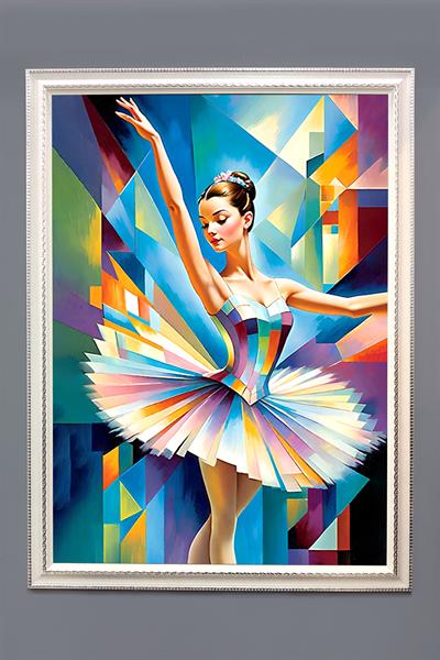Dekoratif Modern Çerçeveli Balerin Kız Desenli Duvar Tablosu 50x70 CM