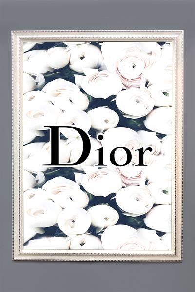 Dekoratif Modern Çerçeveli Çiçek Dior Desenli Duvar Tablosu 50x70 CM