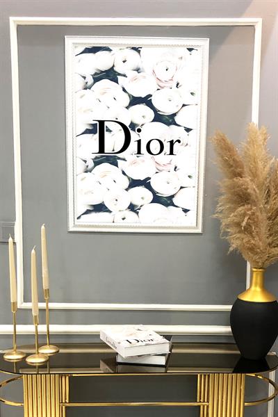 Dekoratif Modern Çerçeveli Çiçek Dior Desenli Duvar Tablosu 50x70 CM