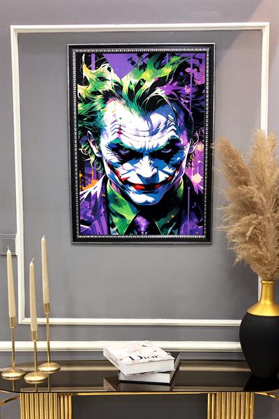 Dekoratif Modern Çerçeveli Joker Desenli Duvar Tablosu 50x70 CM