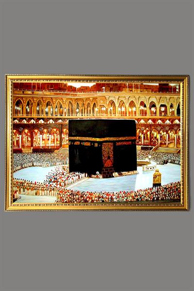 Dekoratif Modern Çerçeveli Kabe Desenli Duvar Tablosu 50x70 CM