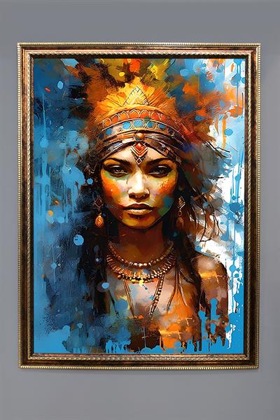 Dekoratif Modern Çerçeveli Kadın Desenli Duvar Tablosu 50x70 CM