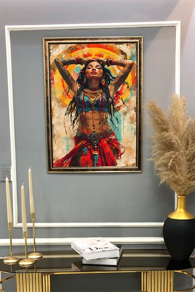 Dekoratif Modern Çerçeveli Kadın Desenli Duvar Tablosu 50x70 CM