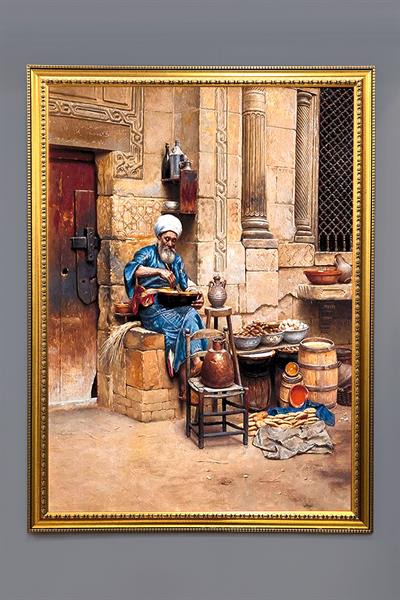 Dekoratif Modern Çerçeveli Oryantalist Osmanlı Desenli Duvar Tablosu 50x70 CM OSMN03
