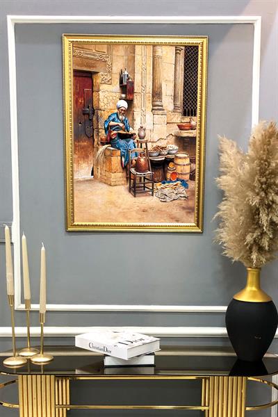 Dekoratif Modern Çerçeveli Oryantalist Osmanlı Desenli Duvar Tablosu 50x70 CM OSMN03