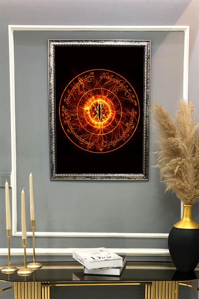 Dekoratif Modern Çerçeveli Sauron Gözü Lotr Desenli Duvar Tablosu 50x70 CM