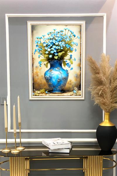 Dekoratif Modern Çiçek Desenli Çerçeveli Duvar Tablosu 50x70cm FLOWER04