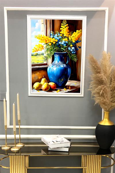 Dekoratif Modern Çiçek Desenli Çerçeveli Duvar Tablosu 50x70cm FLOWER02