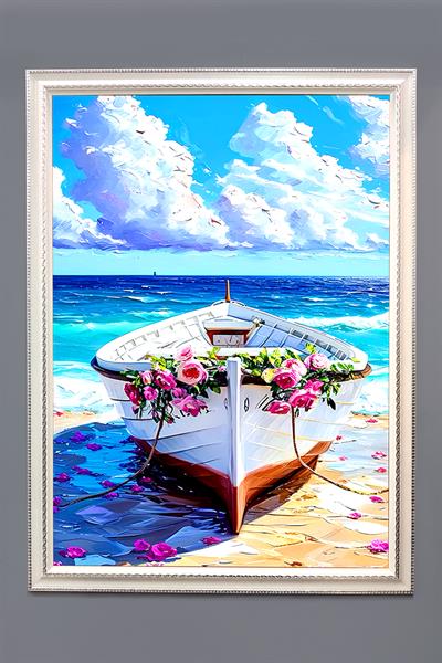 Dekoratif Modern Çiçek Desenli Çerçeveli Duvar Tablosu 50x70cm FLOWER06