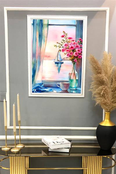 Dekoratif Modern Çiçek Desenli Çerçeveli Duvar Tablosu 50x70cm FLOWER05