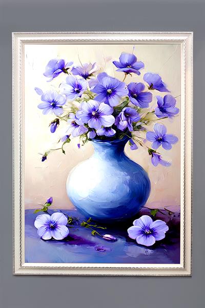 Dekoratif Modern Çiçek Desenli Çerçeveli Duvar Tablosu 50x70cm FLOWER09