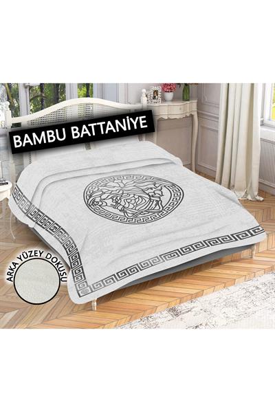 Dekoratif Modern Desenli %100 Bambu Kumaşlı Battaniye
