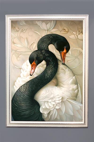 Dekoratif Modern Desenli Çerçeveli Duvar Tablosu 50x70cm RÜYA07