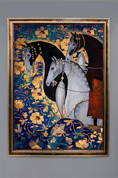 Dekoratif Modern Desenli Çerçeveli Duvar Tablosu 50x70cm RÜYA10