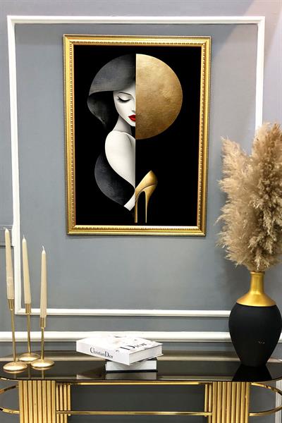 Dekoratif Modern Desenli Çerçeveli Tablo Duvar Tablosu 50x70cm