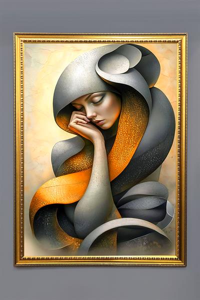 Dekoratif Modern Desenli Çerçeveli Tablo Duvar Tablosu 50x70cm