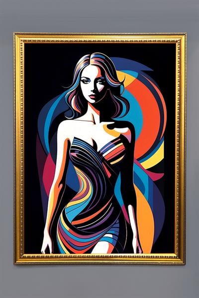 Dekoratif Modern Desenli Çerçeveli Tablo Duvar Tablosu 50x70cm