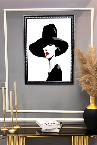 Dekoratif Modern Desenli Çerçeveli Tablo Duvar Tablosu 50x70cm