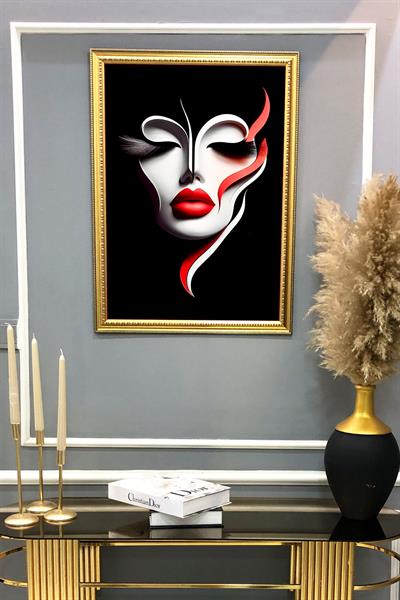 Dekoratif Modern Desenli Çerçeveli Tablo Duvar Tablosu 50x70cm