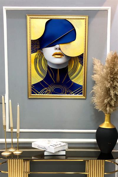 Dekoratif Modern Desenli Çerçeveli Tablo Duvar Tablosu 50x70cm